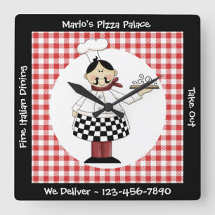 Italienischer Koch Quadratische Wanduhr