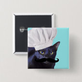 Italienischer Koch, schwarze Katze Button (Vorne & Hinten)