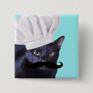 Italienischer Koch, schwarze Katze Button
