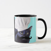 Italienischer Koch, schwarze Katze