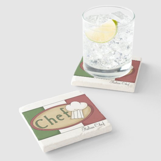 Italienischer Koch Steinuntersetzer (Seitenansicht)