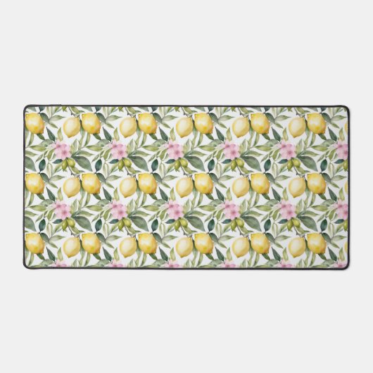 Italienischer Lemon Blossom Mittelmeer Wasserfarbe Schreibtischunterlage (Vorderseite)
