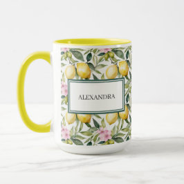 Italienischer Lemon Blossom Mittelmeer Wasserfarbe Tasse