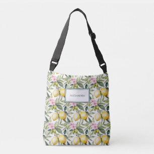 Italienischer Lemon Blossom Mittelmeer Wasserfarbe Tragetaschen Mit Langen Trägern