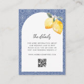 Italienischer Lemon Floral Tile QR Code Hochzeitsd Begleitkarte (Vorderseite)