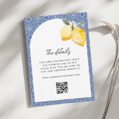 Italienischer Lemon Floral Tile QR Code Hochzeitsd Begleitkarte