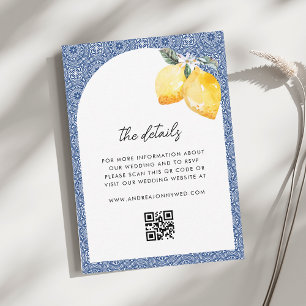 Italienischer Lemon Floral Tile QR Code Hochzeitsd Begleitkarte