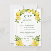 Italienischer Lemon Greenerity Frame Wedding RSVP Karte (Vorderseite)