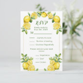 Italienischer Lemon Greenerity Frame Wedding RSVP Karte (Stehend Vorderseite)