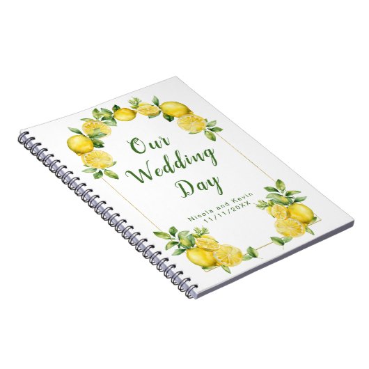 Italienischer Lemon Greenerity Rahmen Hochzeitspla Notizblock (Rechte Seite)