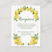 Italienischer Lemon-Grünrahmen Hochzeitsempfang Begleitkarte (Vorderseite)