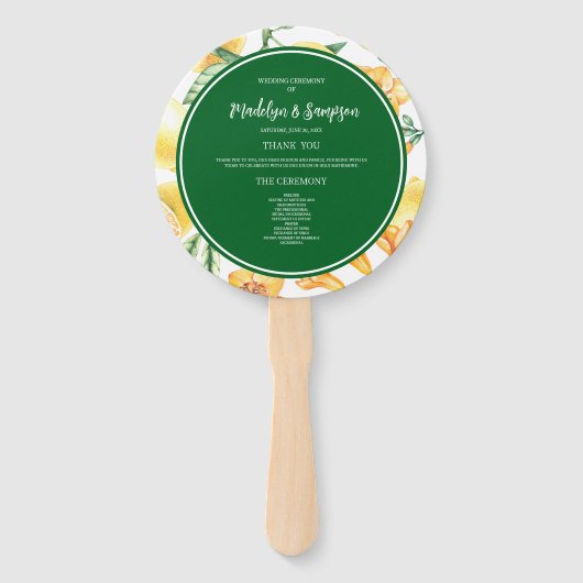 Italienischer Lemon La Dolce Vita Wedding Set Fans Fächer (Vorderseite)