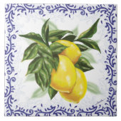 Italienischer Lemons Blue Filigree Fliese (Vorderseite)