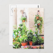 Italienischer Markt für Blume mit Aquarellfarbe Postkarte (Vorne/Hinten)