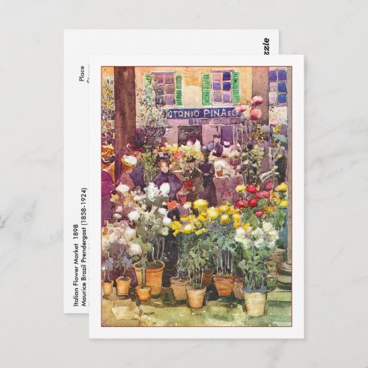 Italienischer Markt für Blume von Maurice Prenderg Postkarte (Vorne/Hinten)