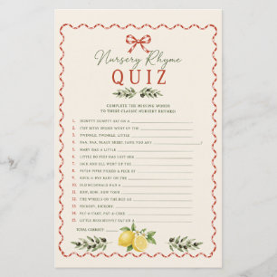Italienischer Markt Kinderreim-Quiz Baby Shower Sp