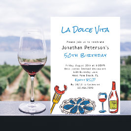 Italienischer Meeresfrüchtewein, handgezeichnet 50 Einladung