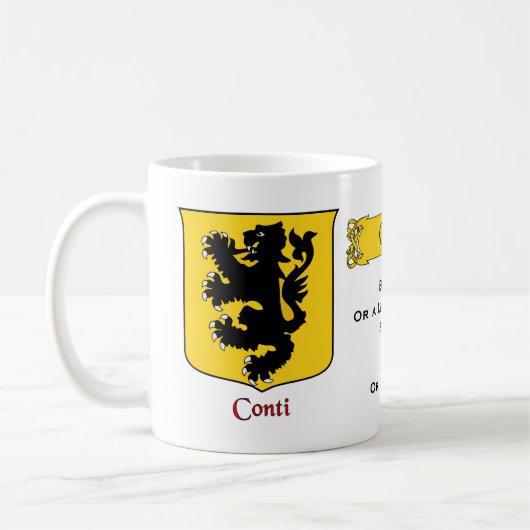 Italienischer Nachname Conti Heraldic Shield und B Kaffeetasse (Links)