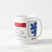 Italienischer Nachname Ferrari Heraldic Shield und Kaffeetasse (VorderseiteRechts)