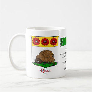 Italienischer Nachname Ricci Heraldic Shield und B Kaffeetasse