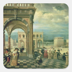 Italienischer Palast, 1623 Quadratischer Aufkleber