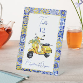 Italienischer Roller Blaue Fliesen Zitronen Tisch Sockelschild