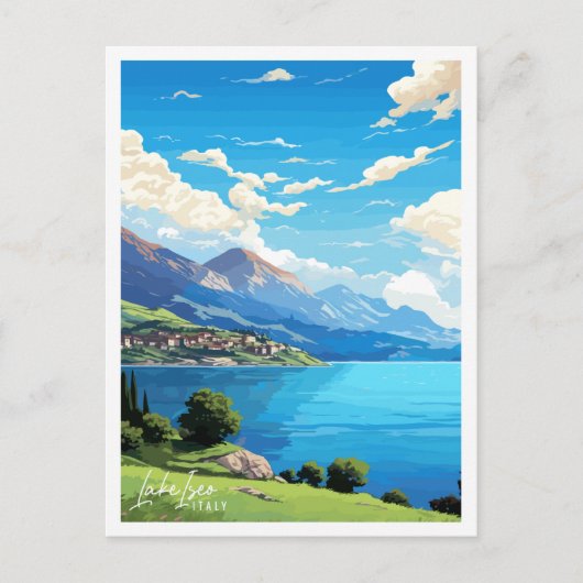 Italienischer See Vintage Reise Illustration Postkarte (Vorderseite)
