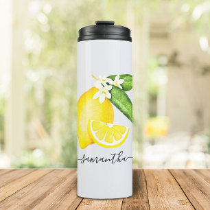 Italienischer Sommer Citrus Zitrone Monogramm Thermosbecher