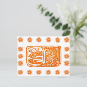 Italienischer Sommer-Linocut-Design - gezähte Sard Postkarte (Stehend Vorderseite)