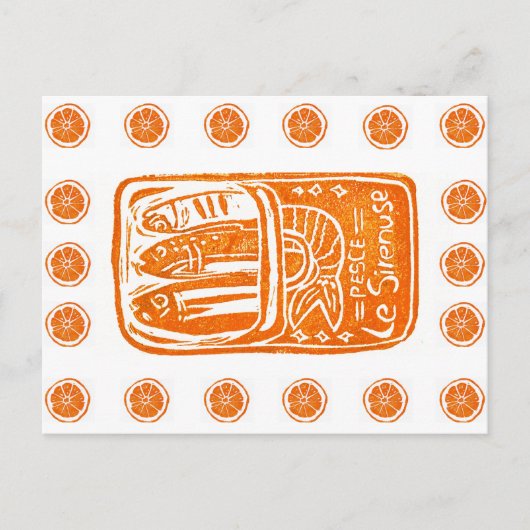 Italienischer Sommer-Linocut-Design - gezähte Sard Postkarte (Vorderseite)