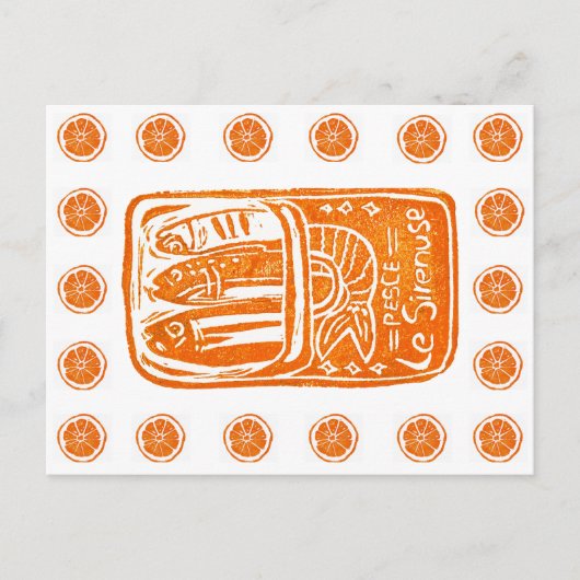 Italienischer Sommer-Linocut-Design - gezähte Sard Postkarte (Vorderseite)