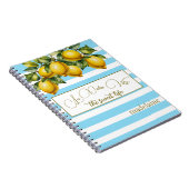 Italienischer Sommerlemon Botanischer Blauer Strei Notizblock (Rechte Seite)