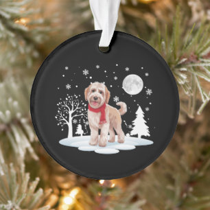 Italienischer Spinone unter Mondlicht Schnee Weihn Ornament