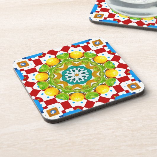 Italienischer Stil, Fliesen, Majolika All-Over Pri Getränkeuntersetzer (Linke Seite)