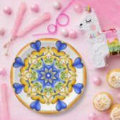 Italienischer Stil, Fliesen, Majolika All-Over Pri Pappteller (Party)