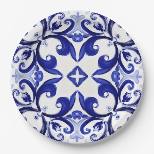 Italienischer Stil, Fliesen, Majolika All-Over Pri Pappteller (Vorderseite)