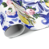 Italienischer Stil, Fliesen, Majolika, Zitrone All Geschenkpapier (Rolleneckpunkt)