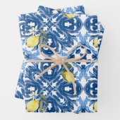 Italienischer Stil,Fliesen,Majolika,Zitrone,All-Ov Geschenkpapier Set (Beispiel)