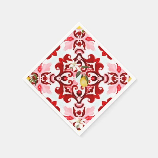 Italienischer Stil,Fliesen,Majolika,Zitrone,All-Ov Serviette (Ecke)