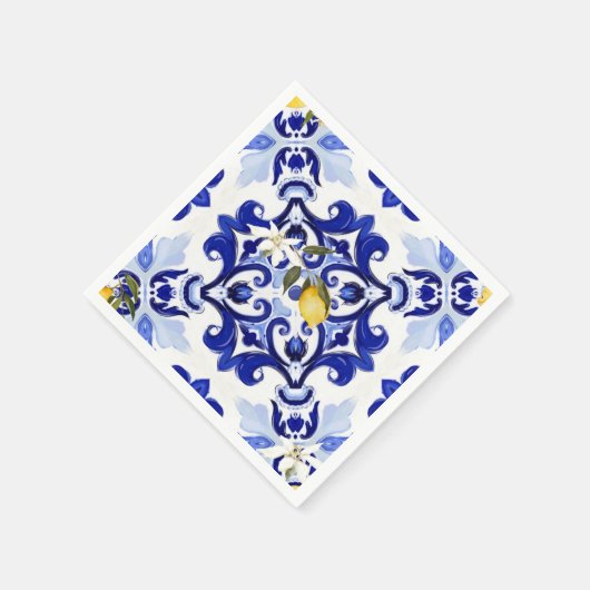 Italienischer Stil,Fliesen,Majolika,Zitrone,All-Ov Serviette (Ecke)