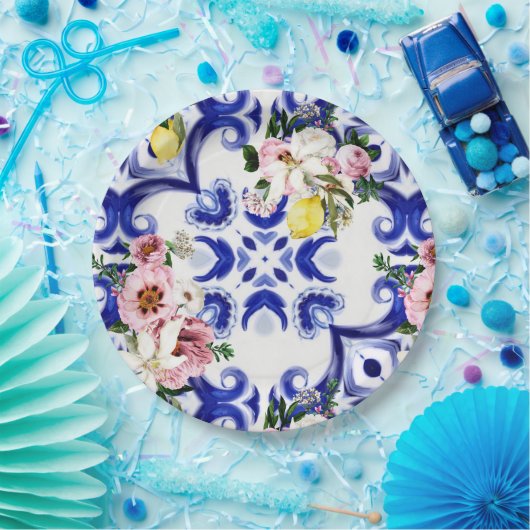 Italienischer Stil, Fliesen, Majolika, Zitrone All Pappteller (Party)