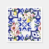 Italienischer Stil, Fliesen, Majolika, Zitrone All Serviette (Vorderseite)