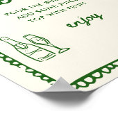 Italienischer Stil Grüne Hand gezeichnet Mimosa Ba Poster (Ecke)