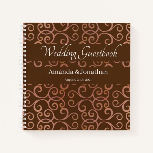 Italienischer Stil Macchiato Brown Wedding Gästebu Notizblock (Vorderseite)