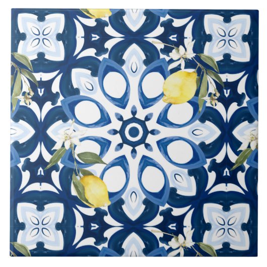 Italienischer Stil, mediterran, majolica, lemon, Fliese (Vorderseite)