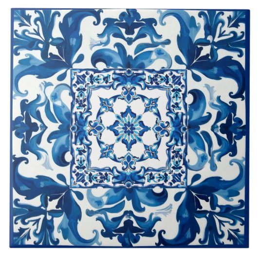 italienischer Stil, mediterran, mosaik, blau, Fliese (Vorderseite)