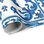 italienischer Stil, mediterran, mosaik, blau, Geschenkpapier (Rolleneckpunkt)