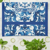 italienischer Stil, mediterran, mosaik, blau, Geschirrtuch (Gefaltet)