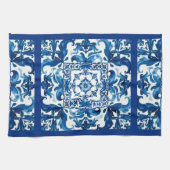 italienischer Stil, mediterran, mosaik, blau, Geschirrtuch (Horizontal)