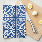 italienischer Stil, mediterran, mosaik, blau, Geschirrtuch (Viertel Falte)